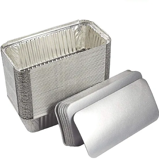 8011 8389 Preço Recipiente de folha de alumínio descartável 750ml com tampa plana com tampa em microondas Preço 3003 Bandeja de folha de alumínio /Pratos para bolos e alimentos congelados