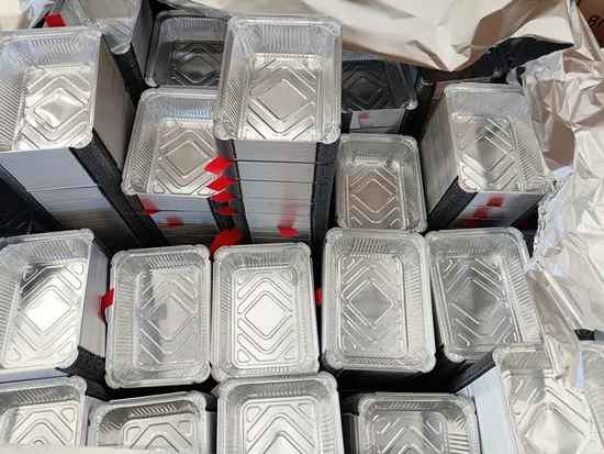8011 8389 Preço Recipiente de folha de alumínio descartável 750ml com tampa plana com tampa em microondas Preço 3003 Bandeja de folha de alumínio /Pratos para bolos e alimentos congelados
